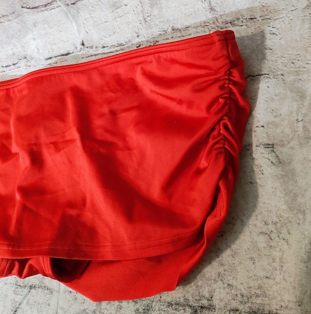 Victoria's Secret Red Swim Bikini Bottom Ruched Skirt Small - Picture 4 of 10